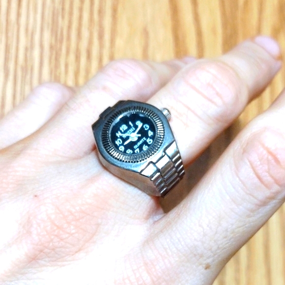 Silver Ring Watch Stainless Stretch Band Mens Woman's Waterproof Fashion Gift